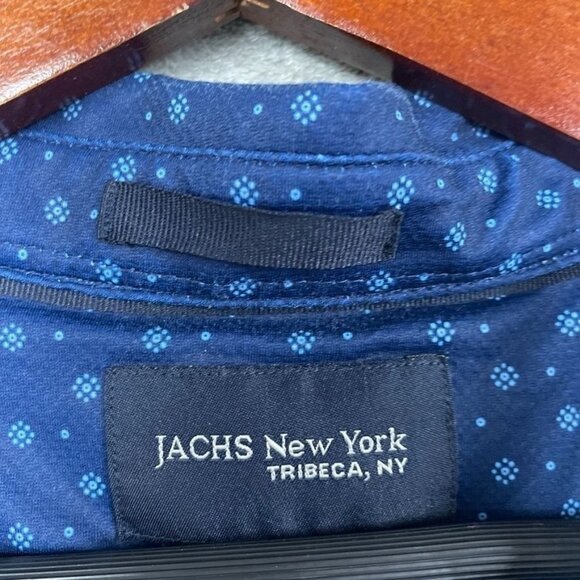 Jachs New York Mens Navy Blue Button-Up Shirt Large Polka Dot a1502 - Picture 4 of 8